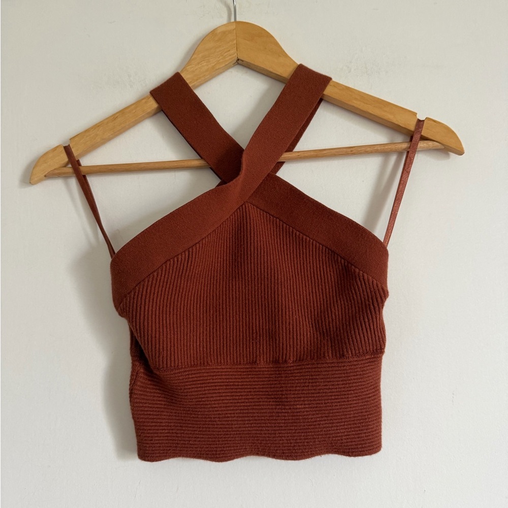 Abercrombie & Fitch Ottoman Rib Twist Tank in Rust Orange size Small